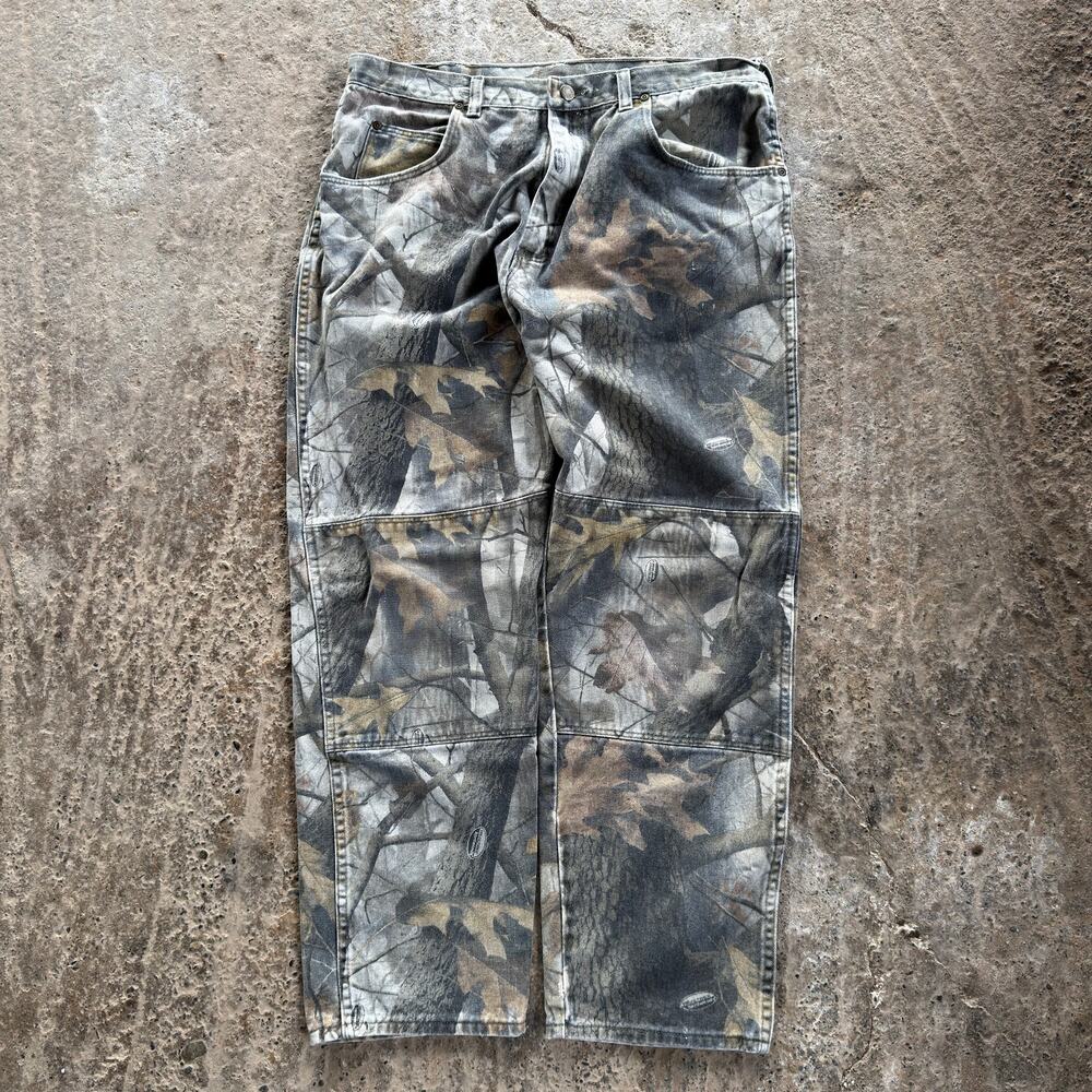 Vintage Wrangler Camouflage Pants Double Knee Carpenter Says 36x32 Fits 34x29